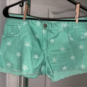 Mint Green Star Print Reversible Women's Shorts